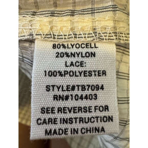 New Anthropologie Mine Womens Shirt  Size Medium White Gray Plaid Lace Neckline - Picture 7 of 8